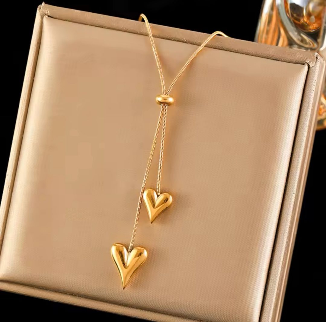 Cute double heart titanium necklace - Image 3