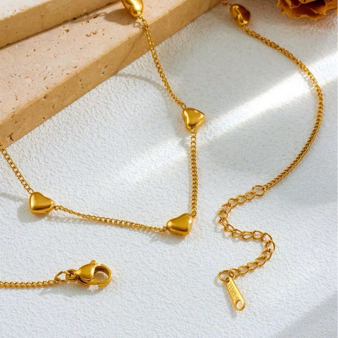 7 heart Göld titanium steel necklace - Image 3