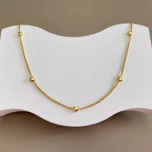 7 heart Göld titanium steel necklace