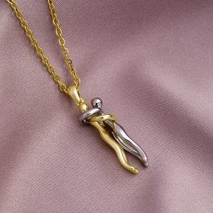Hugging titanium steel gold silver necklace