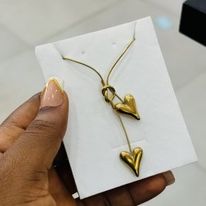 Cute double heart titanium necklace