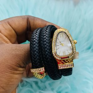 BVLGARI BLACK LEATHER WATCH