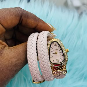 BVLGARI PINK LEATHER SPIRAL WATCH