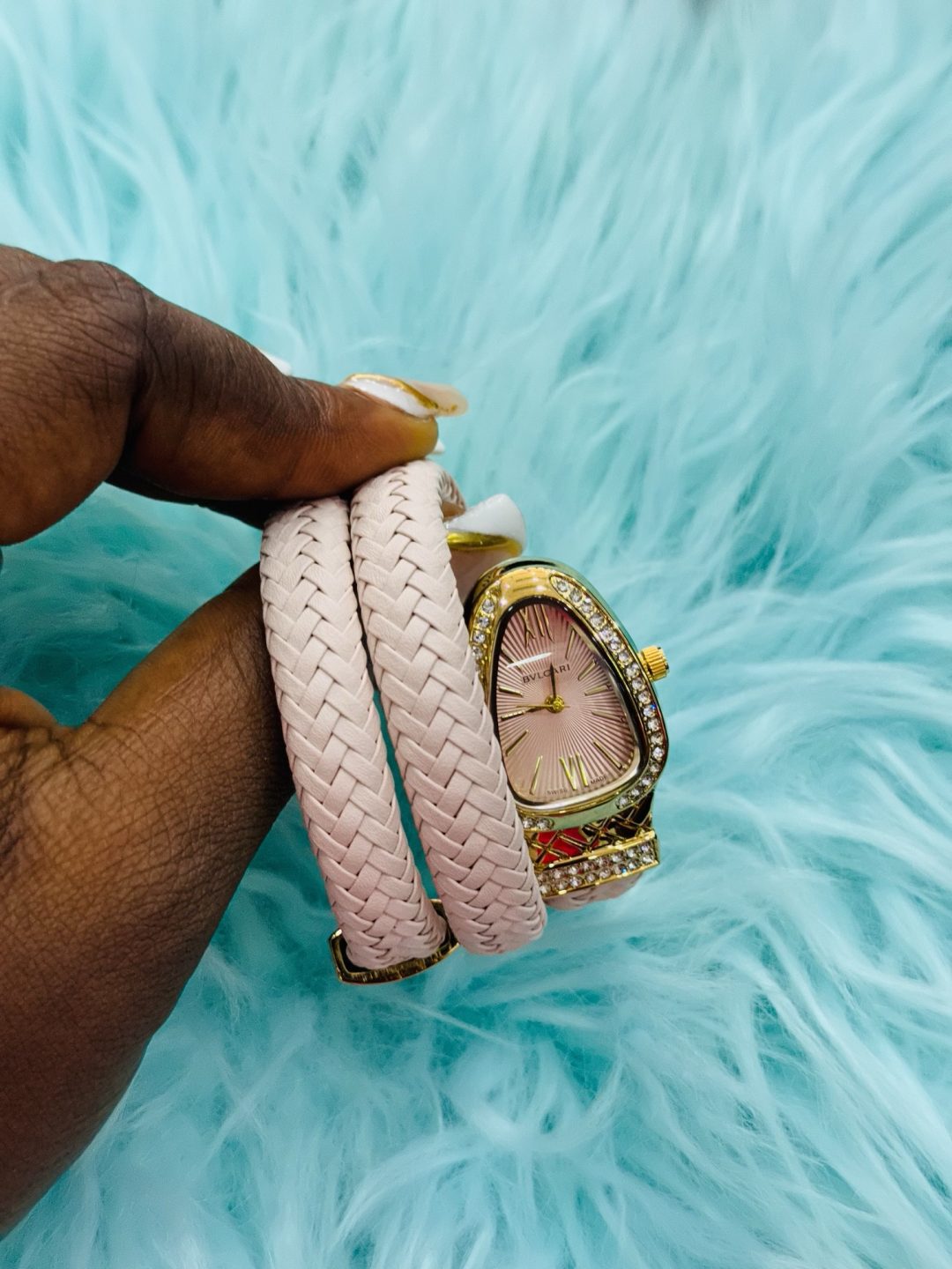 BVLGARI PINK LEATHER SPIRAL WATCH - Image 2
