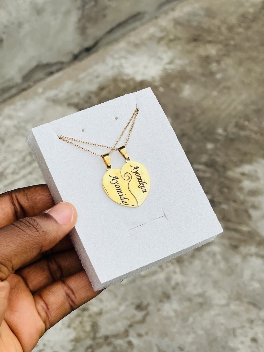 Engraved swirl couples necklace