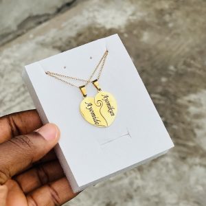 Engraved swirl couples necklace