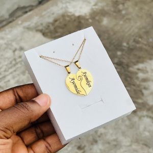 Engraved swirl couples necklace