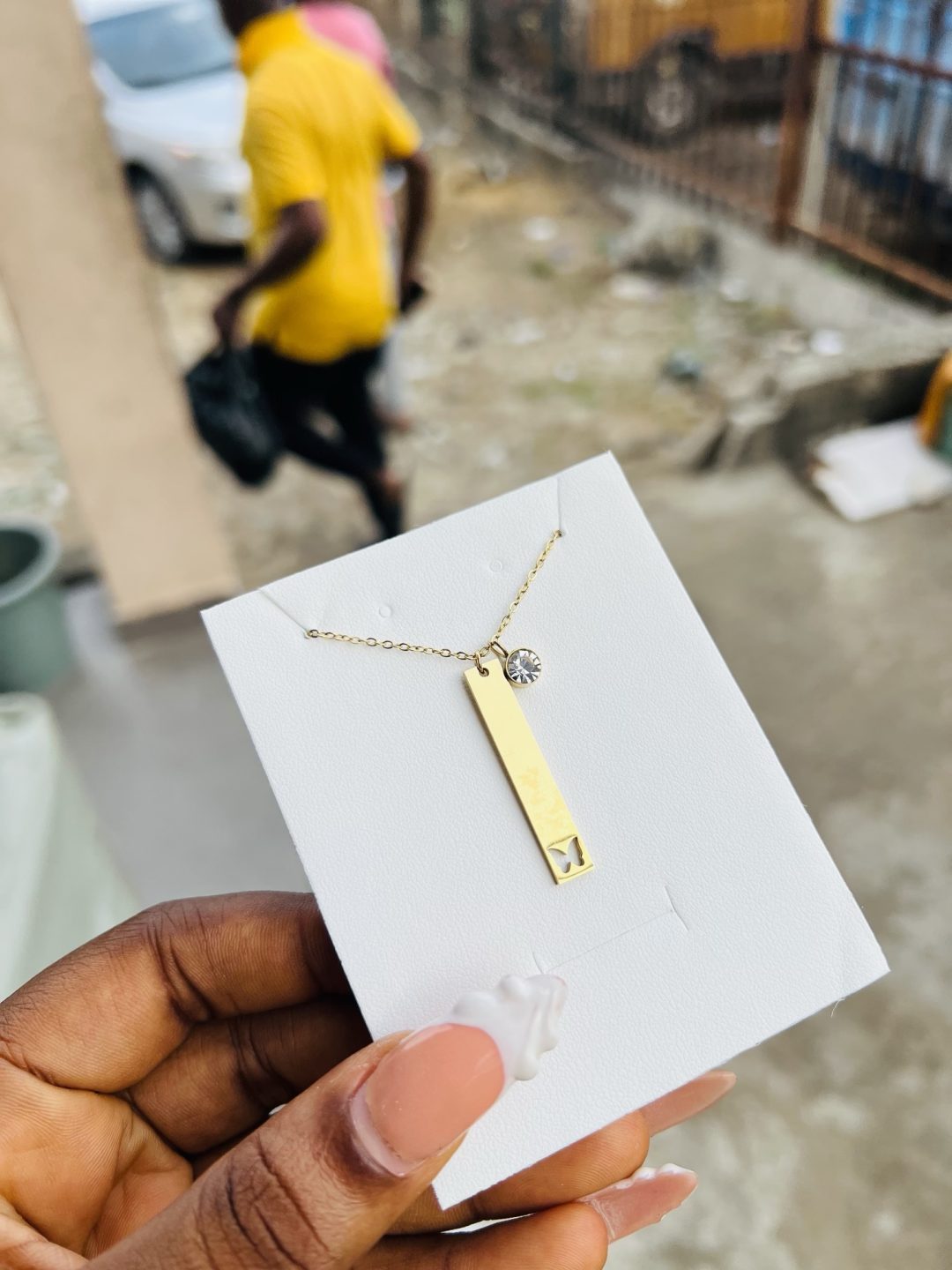 Mila’s Engraved female necklace with gemstone