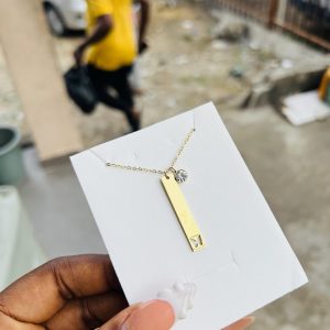 Mila’s Engraved female necklace with gemstone