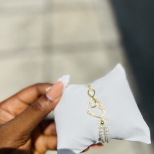 Double heart fresh water pearl bracelet