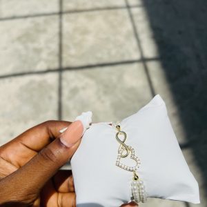 Double heart fresh water pearl bracelet