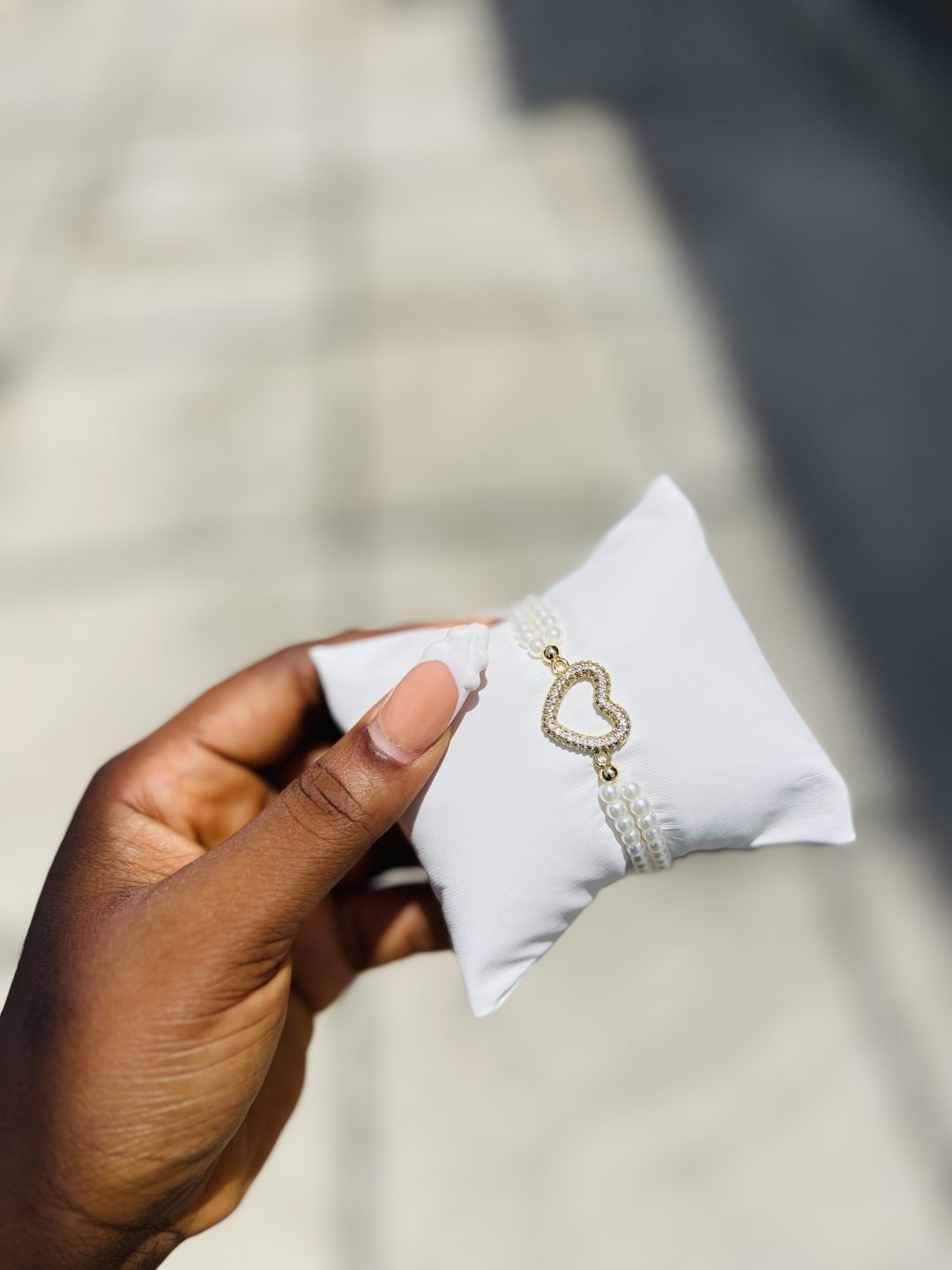 Heart fresh water pearls bracelet