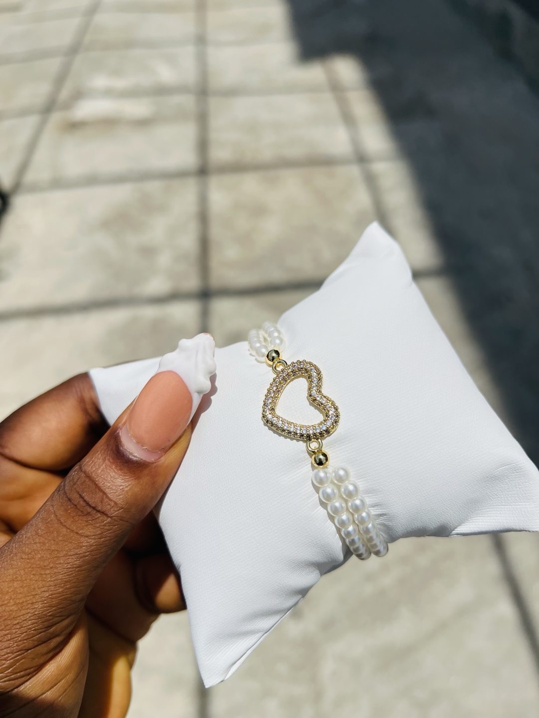 Heart fresh water pearls bracelet - Image 3