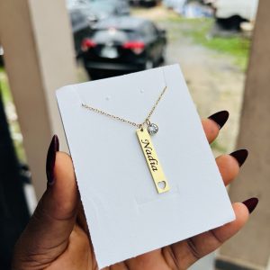 Loveth Engraved female necklace with gemstone