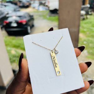 Loveth Engraved female necklace with gemstone