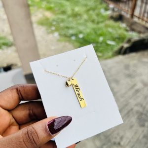Engraved love charm flat female necklace