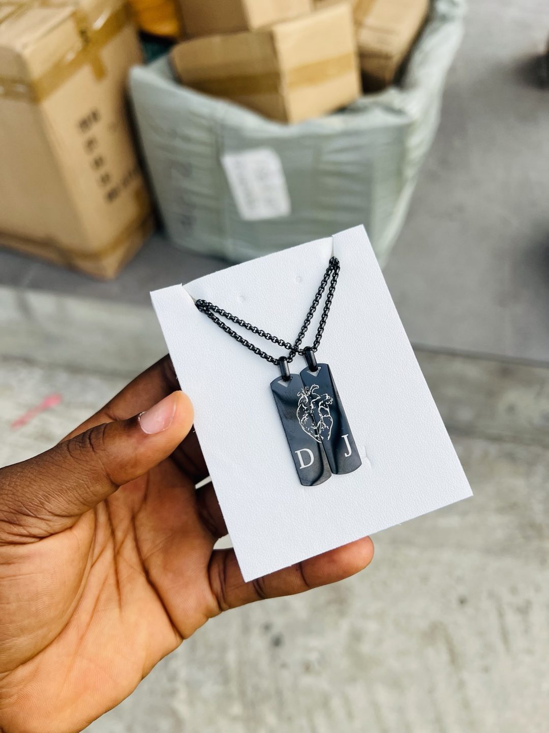 Mi Amore engraved necklace with initials (black ) - Image 6