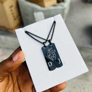 Mi Amore engraved necklace with initials (black )