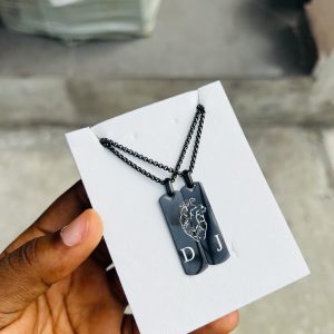Mi Amore engraved necklace with initials (black )