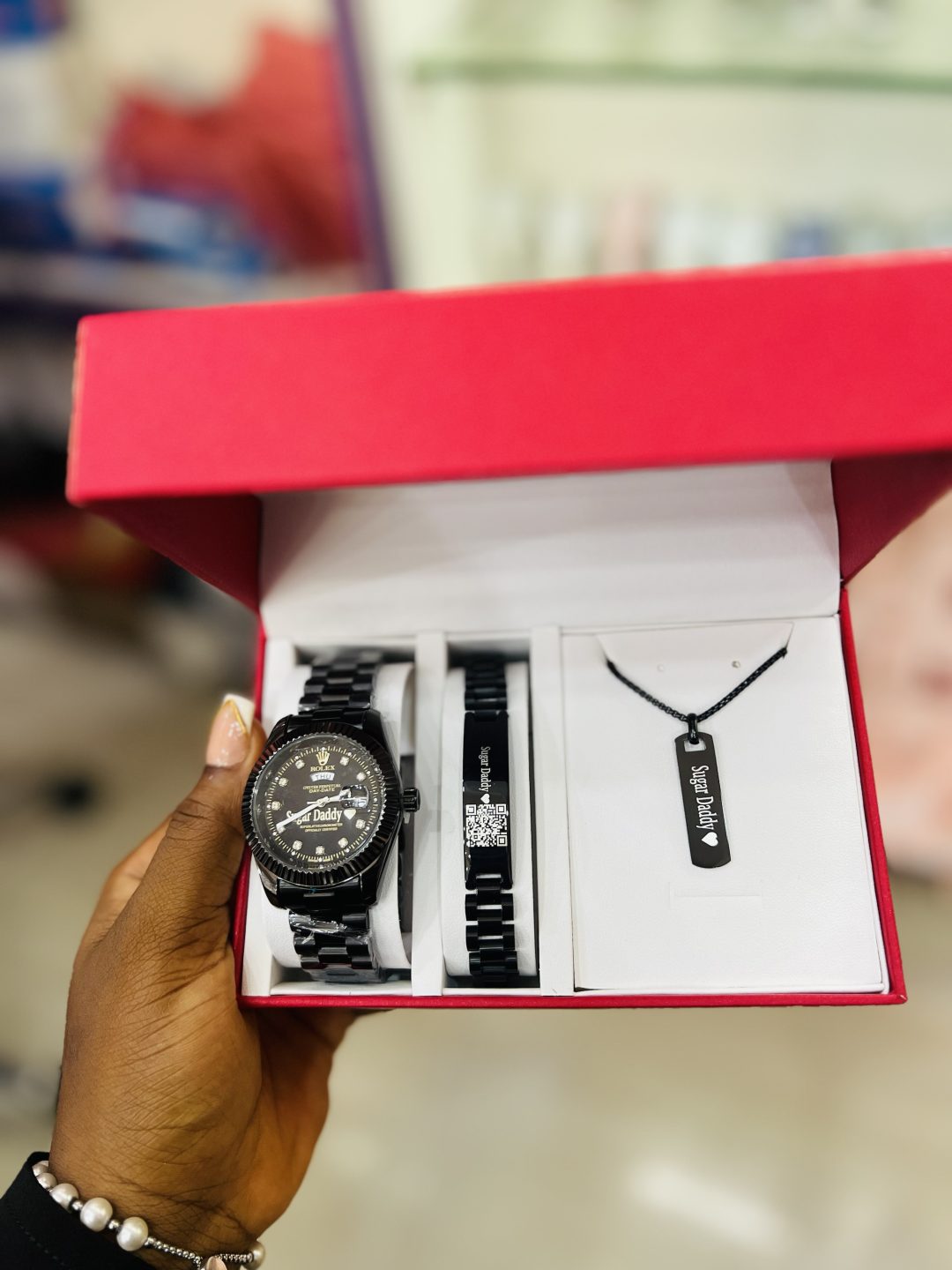 Black Rolex barcoded combo with box