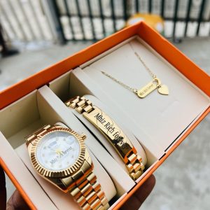Female engraved Rolex combo with box