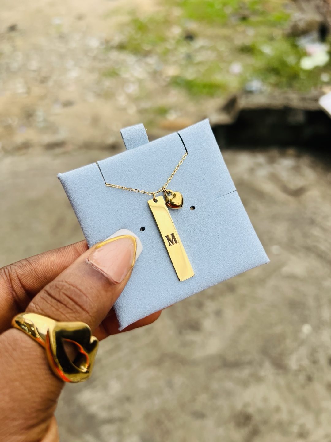 Engraved love charm flat female necklace
