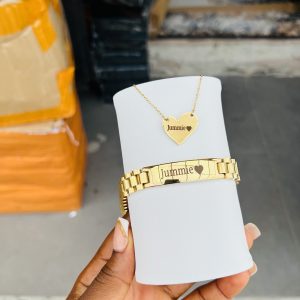 Love Necklace and bracelet engraved combo