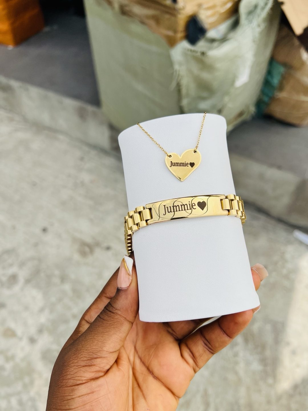 Love Necklace and bracelet engraved combo - Image 4