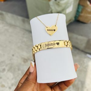 Love Necklace and bracelet engraved combo