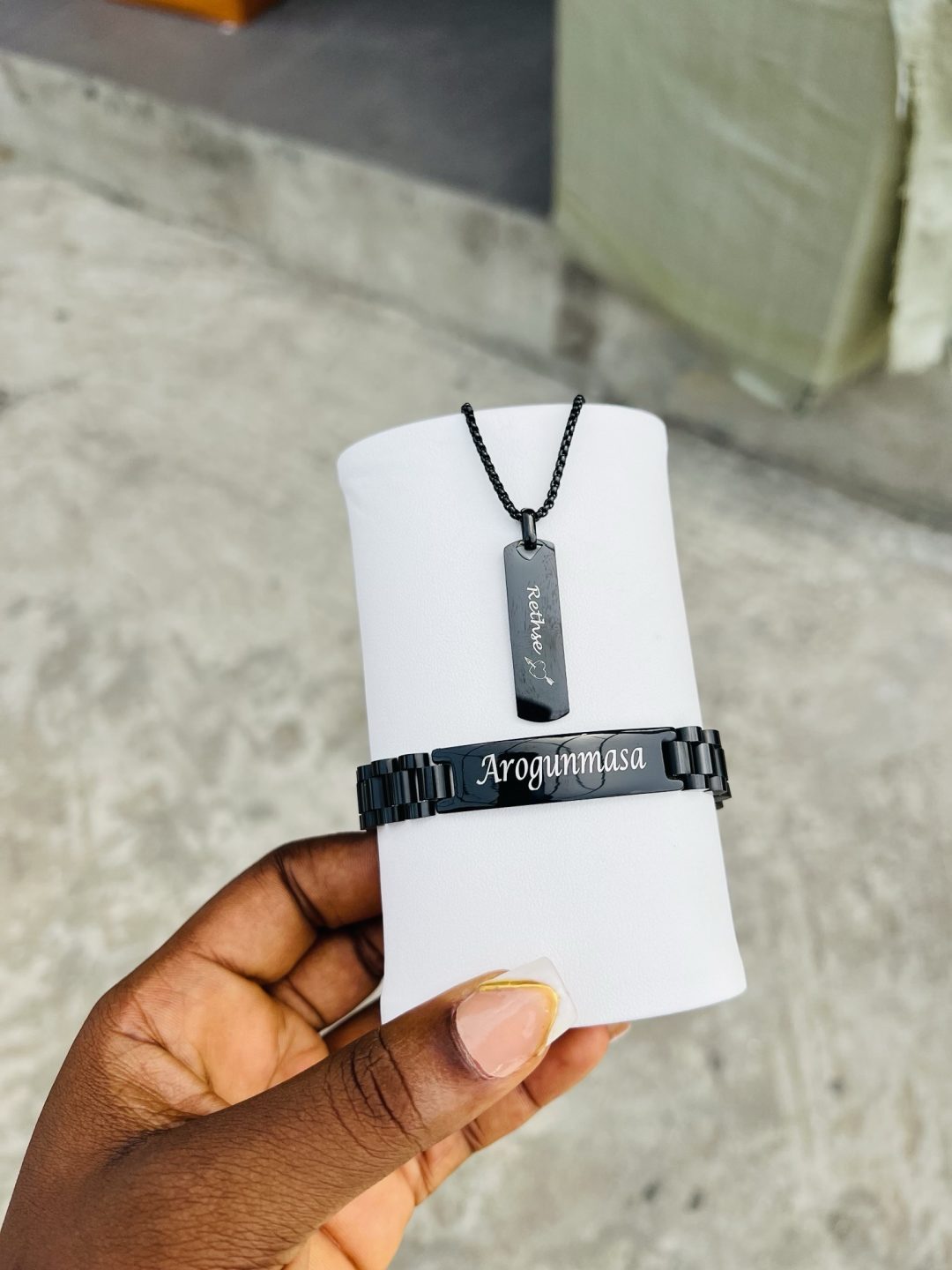 Black Unisex engraved combo - Image 2