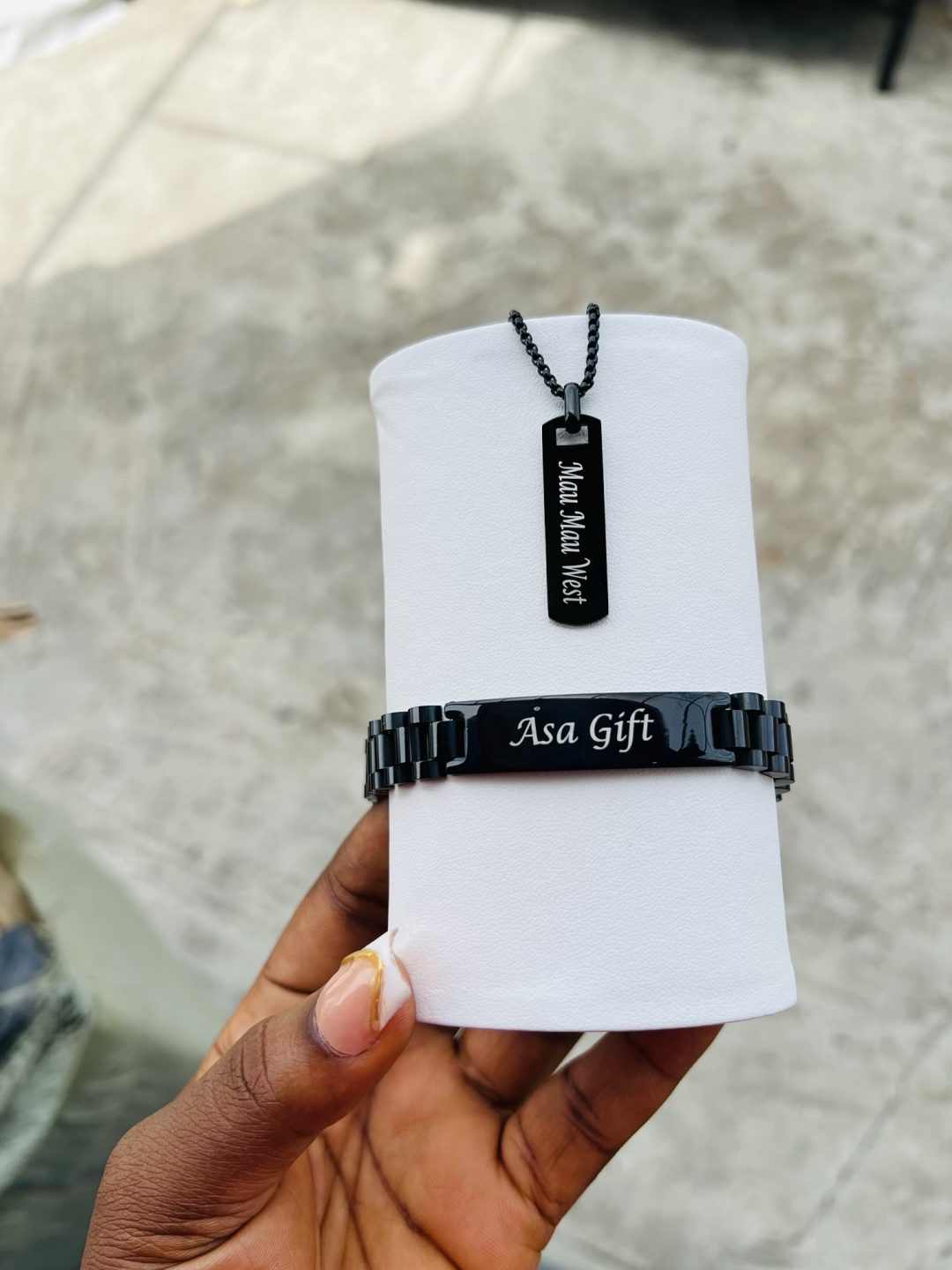 Black Unisex engraved combo