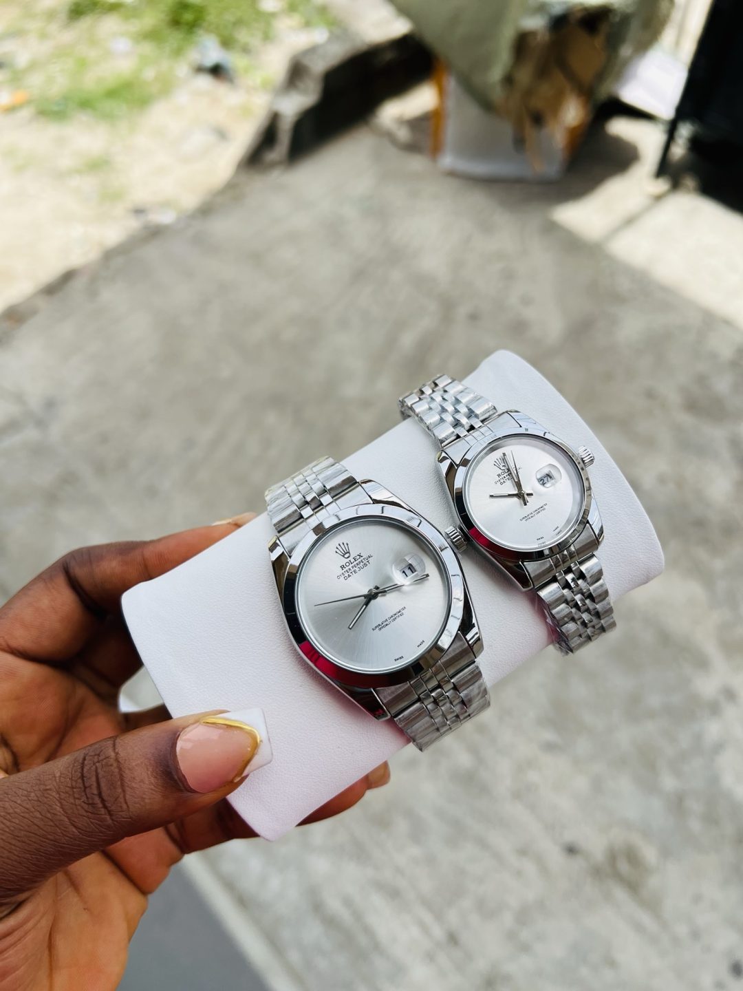 Rolex Silver couples watch set - Image 4
