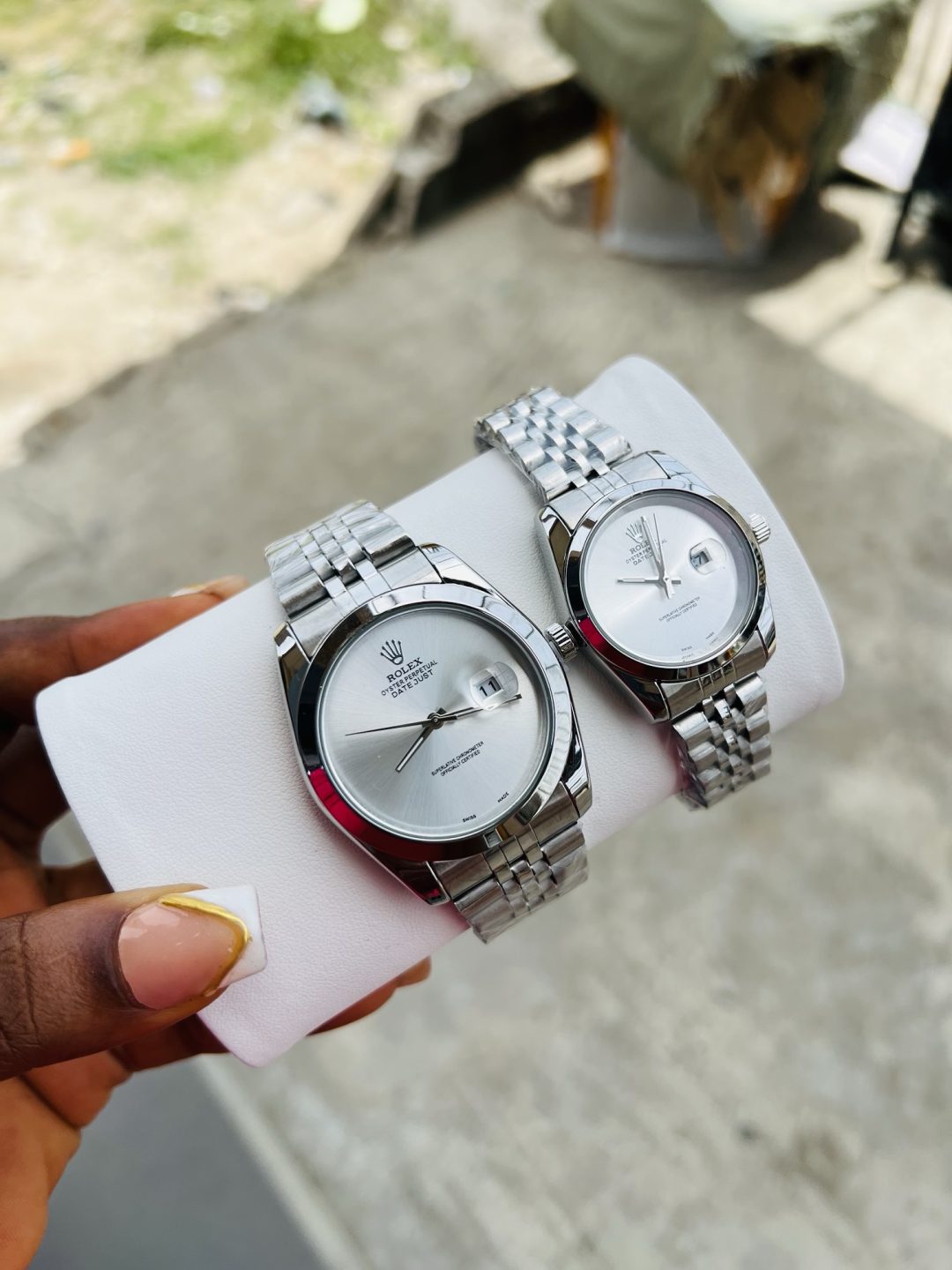 Rolex Silver couples watch set - Image 3