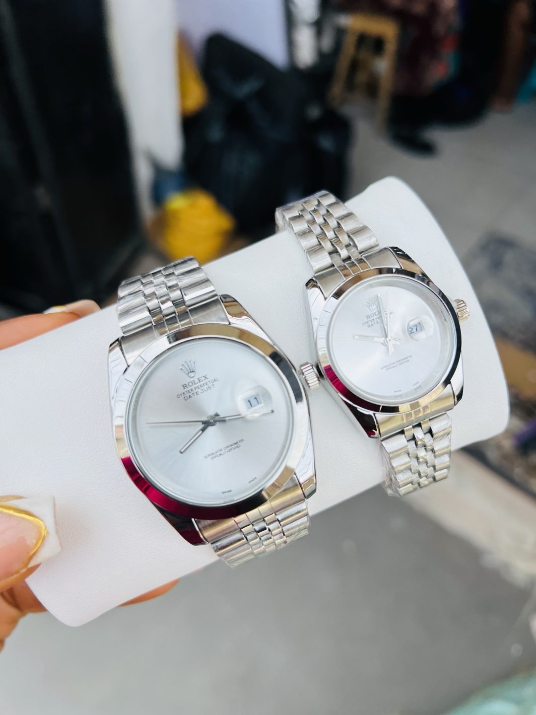 Rolex Silver couples watch set - Image 2