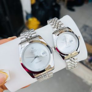 Rolex Silver couples watch set