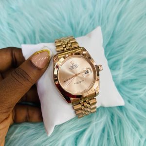 Rolex rose gold male plain dial