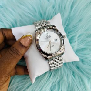 Rolex male plain dial silver face