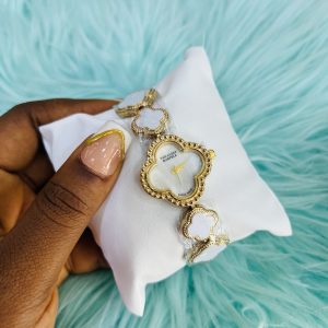 Vca flowery white watch