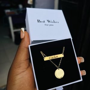 Double step circle engraved female necklace