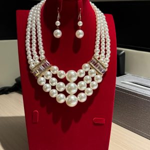 3 layered beaded pearl set (gold)