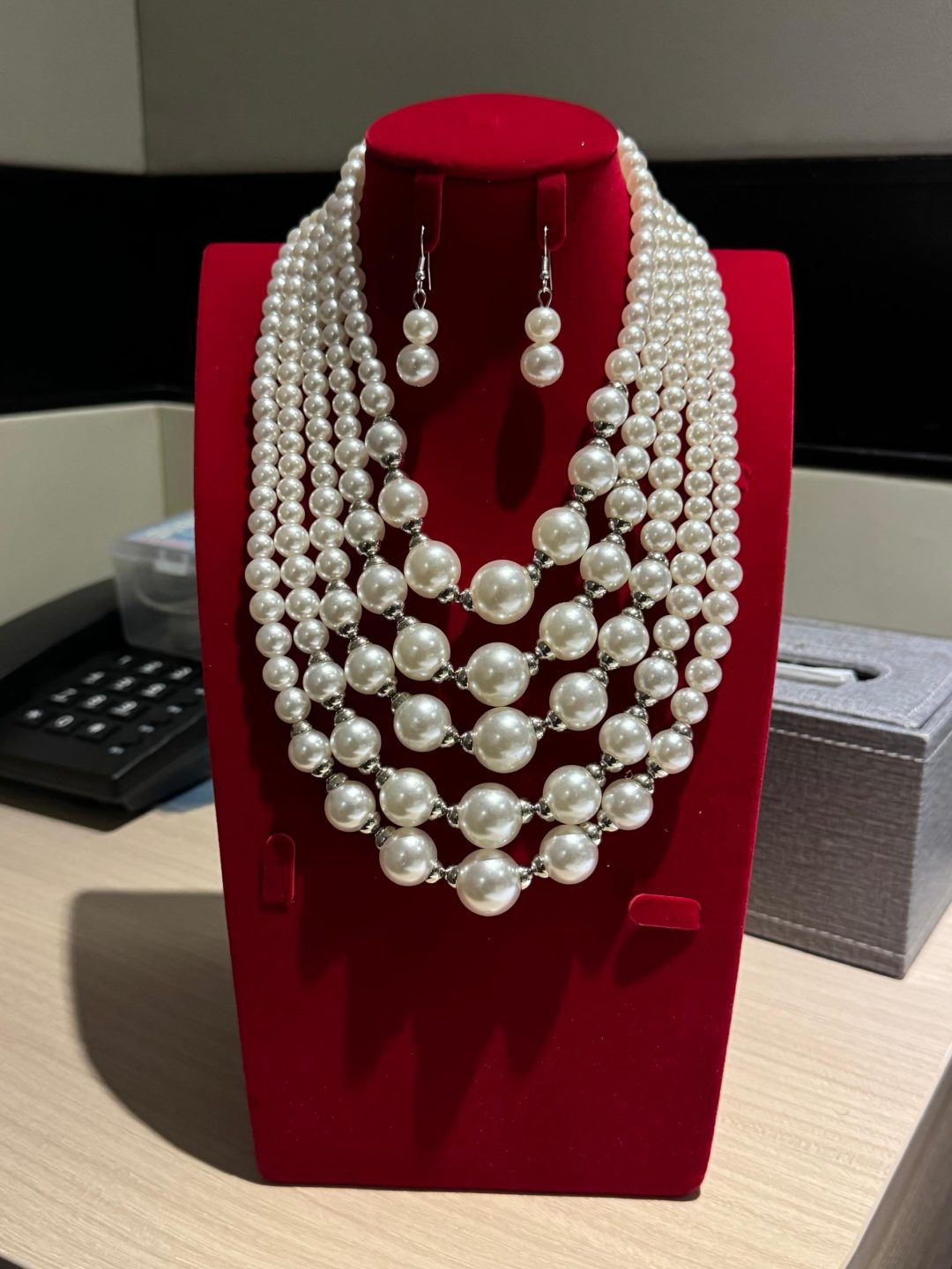 Five layered beaded pearl set