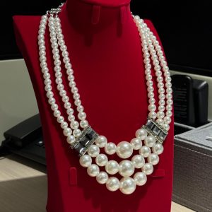 3 layered beaded pearl set (silver)