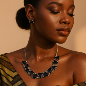 Black Triangle silver fashion set