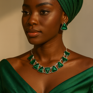 Green Triangle silver fashion set