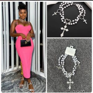 Heart cross vintage pearl necklace