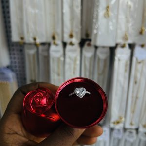 White stone  promise ring with exact box