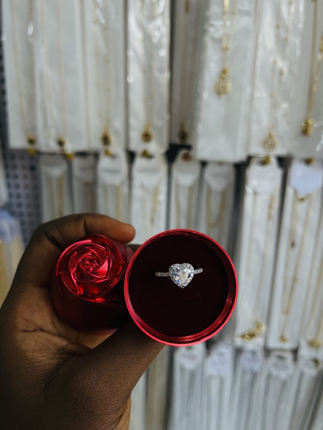 White stone pandora promise ring with exact box - Image 3