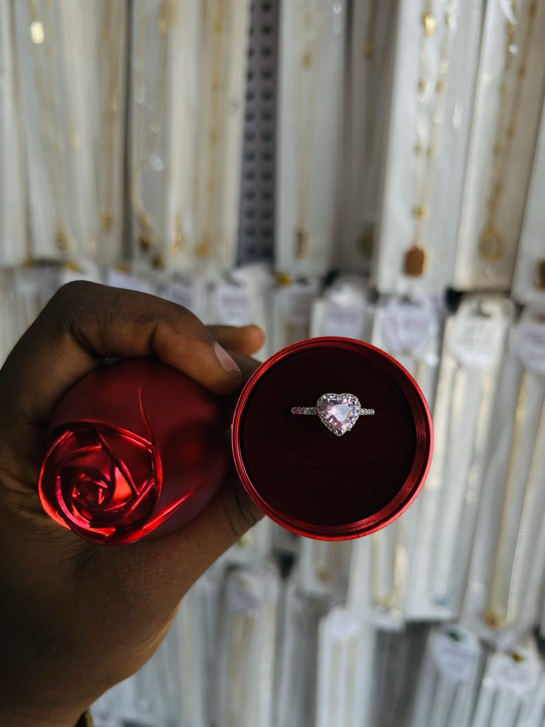 Pink stone pandora promise ring with exact box - Image 3