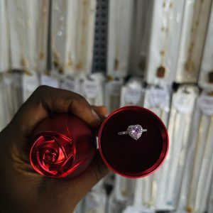 Pink stone  promise ring with exact box