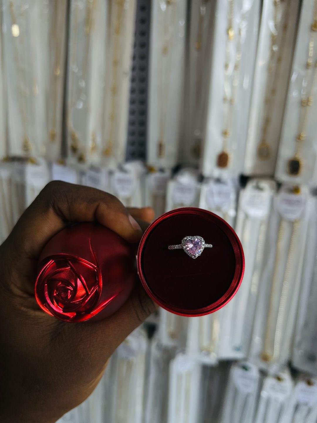 Pink stone pandora promise ring with exact box - Image 2